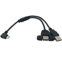 Standard Pure Copper 26AWG AM-AF USB Cable Right Angle Micro 5p to Panel Mount USB 2.0 Cable